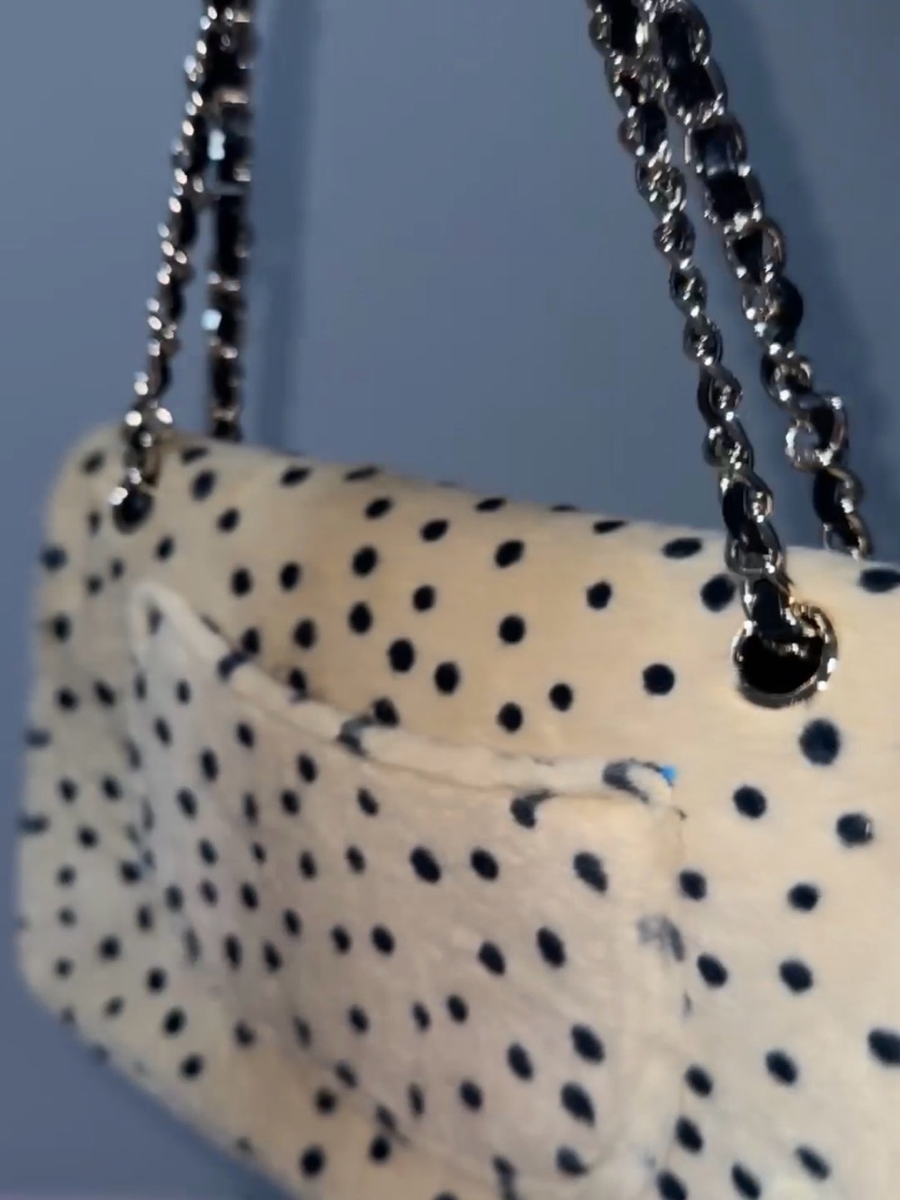 CHANEL Beige and Black Polka Dot Flap Shoulder Bag - Picture 5 of 5